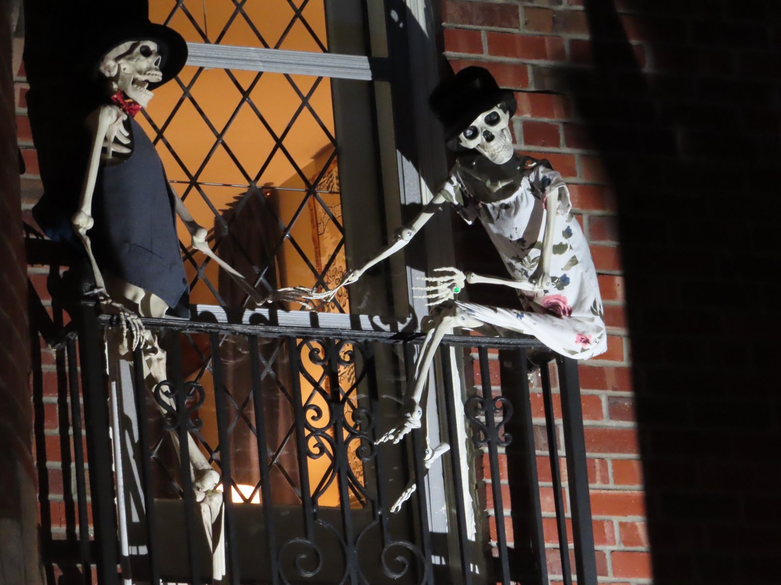 Skelletons on the balcony.