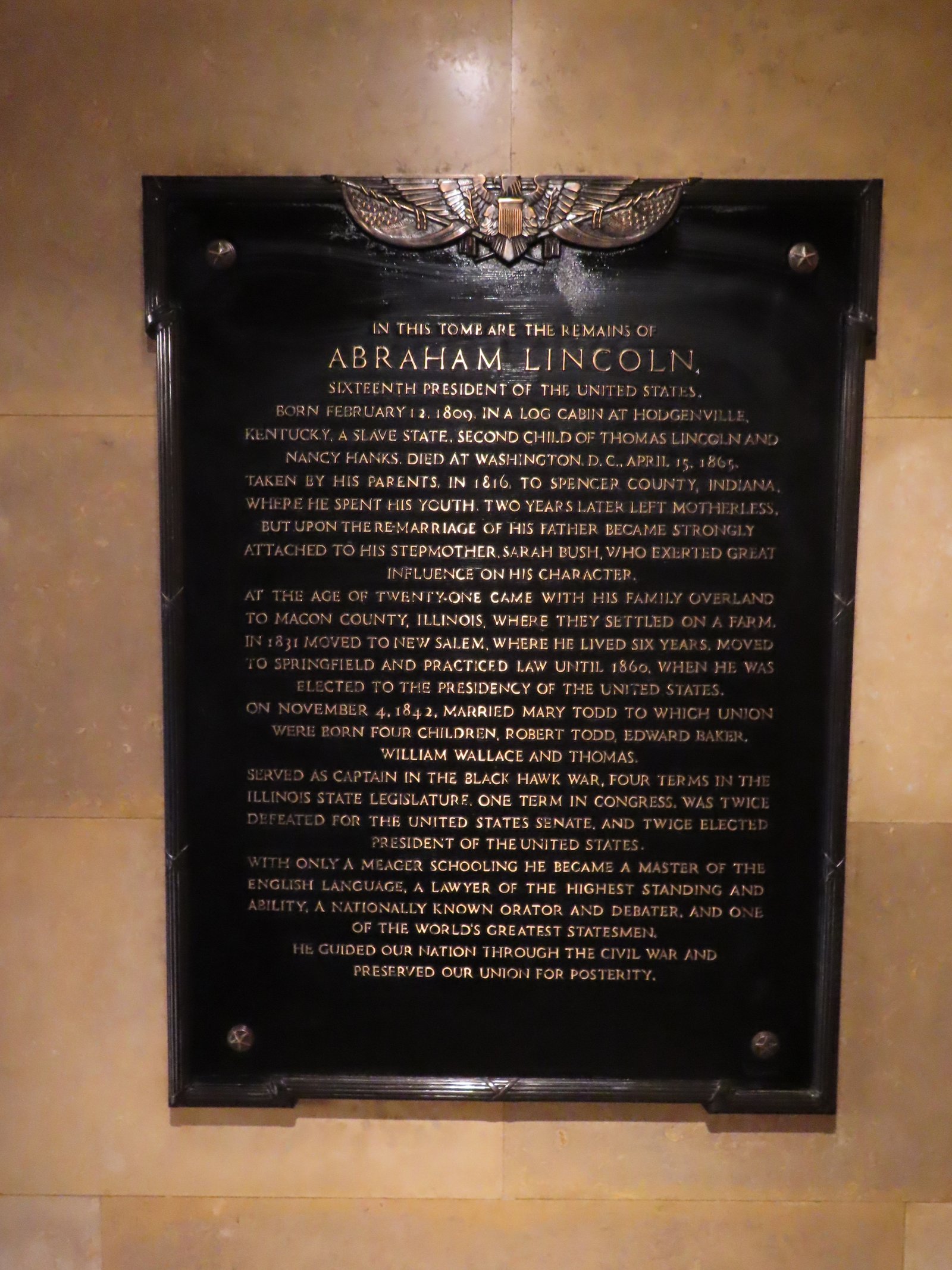 Lincoln plaque